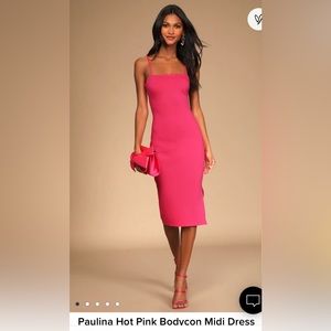 Lulus hot pink bodycon midi dress